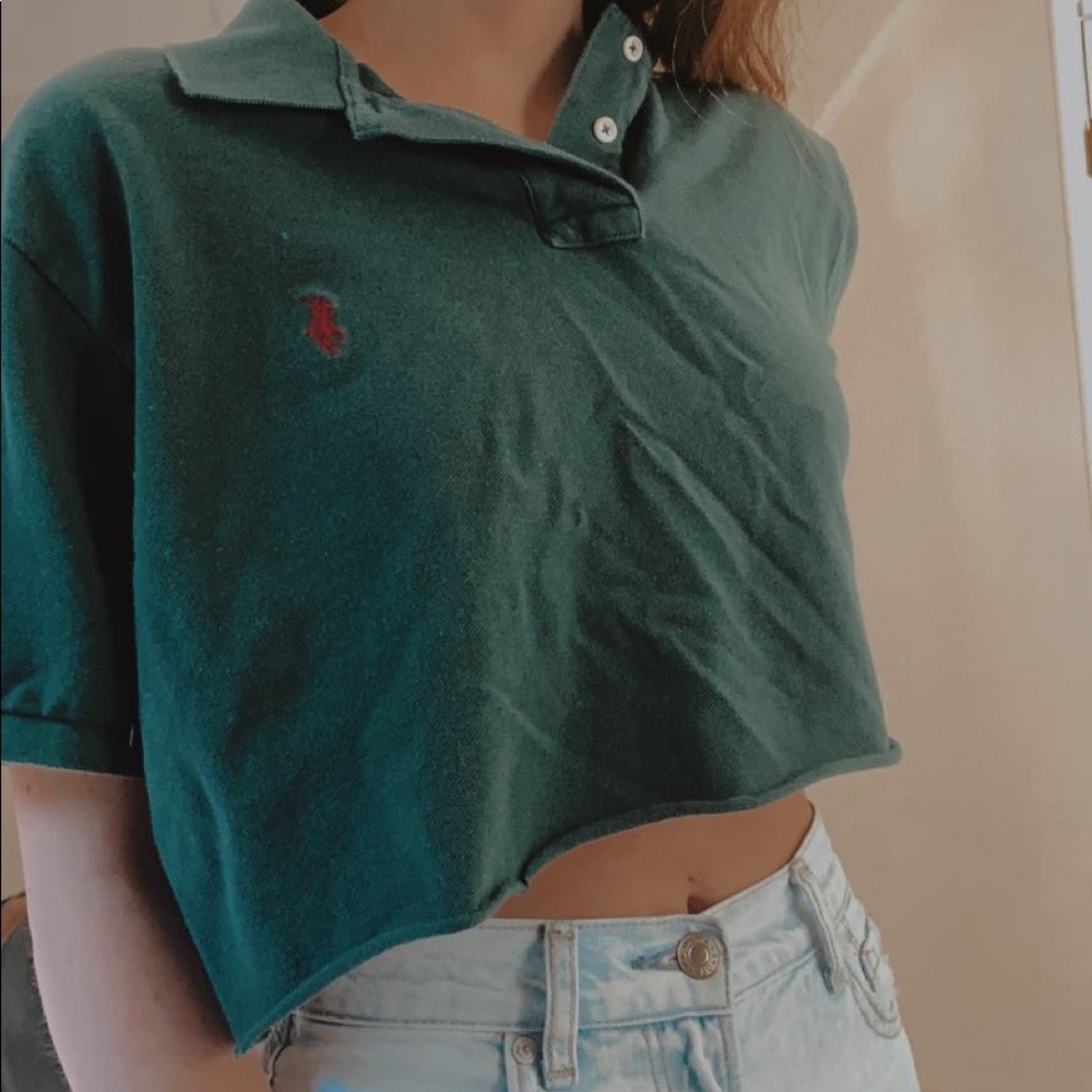 Cropped polo shirt